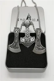 Hänge halsband get hammare raven rune ax halsband män collier viking hedniska smycken4902793