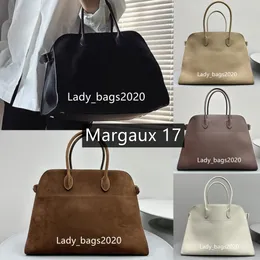 The Row Bag Margaux 17 Bags Large Capacity Totes Margaux 15 Handbag Park Tote Suede Leather Luxury Women Designer Camdem Shoulder Strap Closure Terrasse Purse 42cm