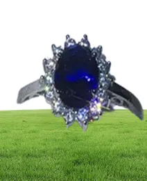 Royal Jewelry Princess 100% Real 925 Sterling Silver Ring Blue Blue 5A ZirCon CZ Engagement Cand Cand Fands for Women Bridal6088241