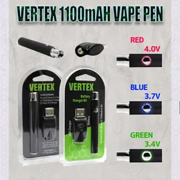 Vertex förvärmning av batteripolplastförpackning 1100mAh Pen 510 Tråd Vape Pen Battery Bottenjusteringsspänning