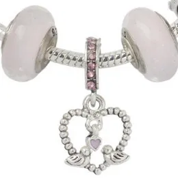 Ganzes - Charme Beads 925 Silberschildes Strang Armband Neue Glazed Big Hole Alloy Pink Serie Liebe Vogel Anhänger Hand String306r