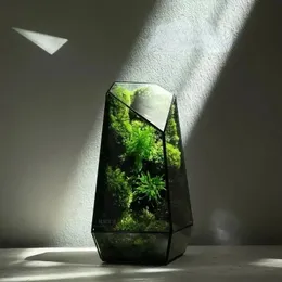 Micro-paisagem criativa vaso de flores em forma de ornamento musgo plantas suculentas estufa de vidro pode abrir a porta decoração de casa 231225