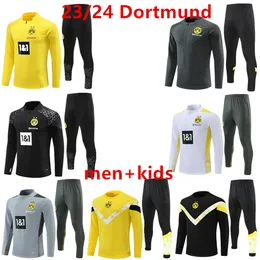 2023 2024 Kids Herren Borussia Adult Tracksuit Jacke 23/24 Deutsche Nationalmannschaft Fußball -Sets Half Zip Dortmunds Training Wear Soccer Set Survement Trainsuit