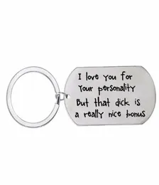 Keychains 12PC/Lot I Love You Keychain Dog Stainless Steel Keyring For Couple Girlfriend Boyfriend Wife Husband Key Chain Funny Gifts5135279