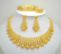 Dubai Gold Farbe Schmuck Sets für große Halskette afrikanische Frauen italienische Braut Hochzeit Zubehör8792518