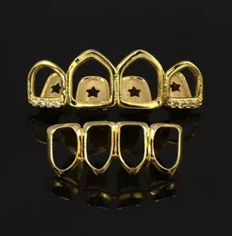 Biżuteria biżuterii męskie grille Luksusowe projektant zębów Grillz raper hiphop Jewlery Diamond loded Out moda akcesoria złota Silv8944166