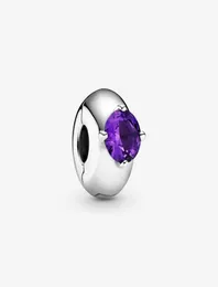 100 pendenti con clip in solitario rotondo viola in argento sterling 925 adatti al braccialetto europeo originale con ciondoli moda donna fidanzamento matrimonio 6674383