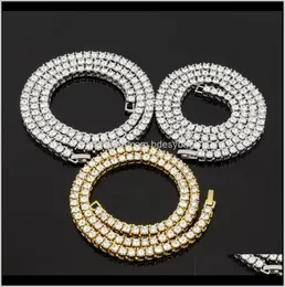 Tennis Graduerade hängsmycken Drop Delivery 2021 Hip Hop Tennis Halsband Bling White Zircon Chains Jewelry Mens Women Fashion 5mm SI9282444