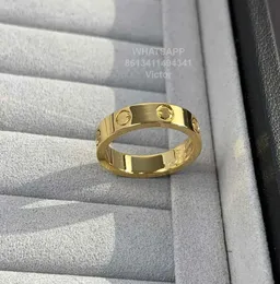 Pierścienie zespołowe 18K 36 mm Love Pierścień v Złota Materiał nigdy nie zniknie wąskiego pierścienia bez diamentów luksusowa marka oficjalne reprodukcje wi3610212
