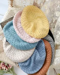 Berets Sommer Baskenmütze Hüte für Frauen Flache Kappe Stricken Hohl Dame Mädchen Hut Knochen Weibliche Französisch Maler Sonne Gorra8458509