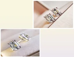 S925 sivler Simple style rectangle shape stud earring with sparkly diamond no fade color for women charm jewelry PS864444187544664846