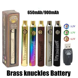 Brass knuckles Preheat battery BK 900mAh twist preheat batteries 510 thread twist single package box SS Gold Black Rainbow