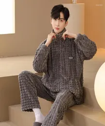 Männer039s Nachtwäsche Quheng Winter -Pyjama für Männer dicke Plüsch Fleece Herbst -Pyjama Sets Korallenmerze warme Flanellkleidung nach Hause SU4769785