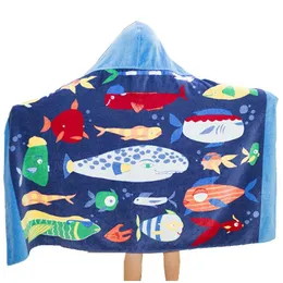 Towel Children Cotton Wearable Bath Bathrobe Cloaks Baby Soft Hooded Beach Formaldehyde Shark Mermaid Surf Swim Pool Erup Poncho Cape Dhusd