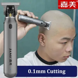 Jame Professional Hair Clippers T Blade Beard Trimmer Barber Haircut Machine Electric Cordless 0mm Shaver USB 231225