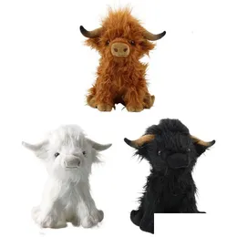 Produkowane pluszowe zwierzęta producenci 3-kolorowe 3-kolorowe Highland Cow Scottish Cowboy Plush Toys Cartoon Film i teion peryferyjny dhbhl