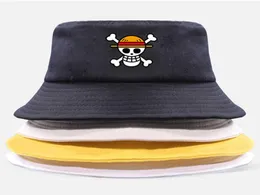 One Piece Bucket Hat Panama Cap the Pirate King Anime Luffy Harajuku Women Men Cotton Outdoor Sunscreen Wide Brim Hats Caps Q08054433785