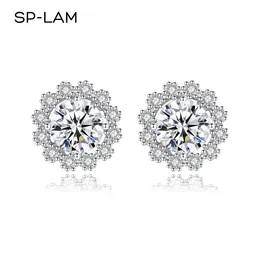 Stud Splam Sier Diamond Ny Moissanite Earing Wedding Sterling Stud Fashion Flower Ladies Woman 2022 örhängen