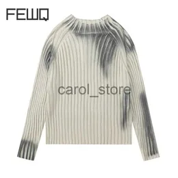 Men's Sweaters FEWQ High Street Paint Graffiti Old Slim Fit Knitted T-shirt Ins Lazy Style Knitted Sweater 2023 New Fashion Tops Pullover J231225