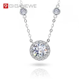 Gigajewe 1ct 6 5mm ef round pandent necklace 18k 화이트 골드 도금 925 실버 Moissanite 목걸이 선물 GMSN-017243J