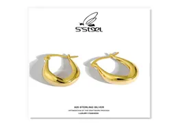 S039steel koreanska örhängen 925 Sterling Silver Hoop Earring For Women Ushaped Designer Gold Eares Plata de Ley Jewellery Hu2732576