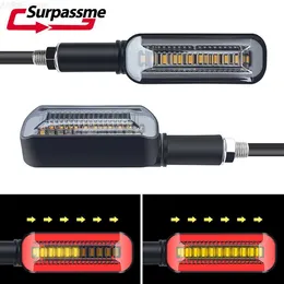 오토바이 조명 유니버설 LED 오토바이 회전 신호 라이트 DRL 흐름 흐르는 워터 플래시 리어 스톱 라이트 모토 조명 표시기 앰버 블링커 엘 231225