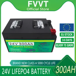 Batterie Batteria 12V 24V LiFePO4 400Ah 300Ah 200Ah Celle al litio ferro fosfato BMS integrate per accumulo di energia solare Motore per barche con inverter