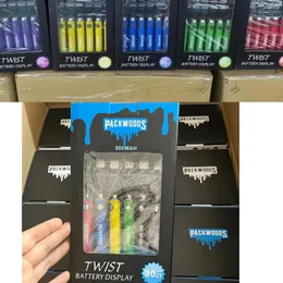 Pack Woods Twist Battery 510 Tråd 900mAh Förvärm justerbar spänning Vape Pen Batterispaket med USB -laddare 30 st/set e cigarett förångare kit