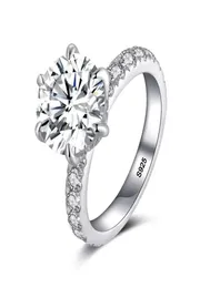 Mit Zertifikat Silber 925 Ringe für Damen 20ct Rundschliff Zirkonia Diamant Solitärring Ehering Verlobung Braut Joyas Z3689680