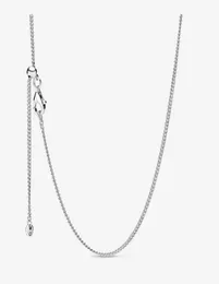 Justerbar 100 925 Sterling Silver Classic Curb Chain Halsband med glidande lås Fit europeiska hängsmycken och charms fina kvinnor Jew5146321