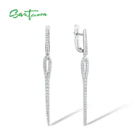 Nodo SANTUZZA Orecchini in argento per donna Argento sterling 925 Orecchini pendenti lunghi con zirconi bianchi Gioielleria raffinata moda concisa