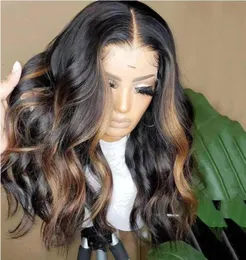 Highlighted Wigs 13x4 Ombre Brown Body Wave Transparent Lace Front Remy Human Hair Wig Silk Base Frontal 13x6x174056495606324