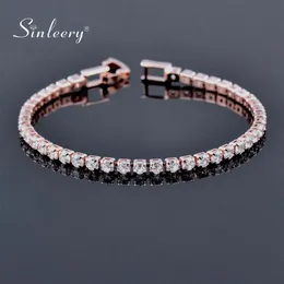 Perlenstränge Sinleery 16 cm rund kubisch Zirkonia Tennisarmband für Frauen Roségold Farbe Brauthochzeit Schmuck Sl059 SSB3148