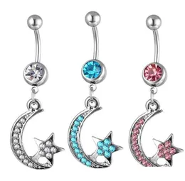 Pierścienie przyciskowe Bell Bell D0133 Star and Moon Belly Ring Mix Colours Drop dostawa biżuteria Body Dhgarden Dhgyu2224722