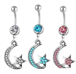 Navel Bell -knappringar D0133 Stjärna och Moon Belly Ring Mix Colors Drop Leverans smycken Body Dhgarden Dhgyu2224722