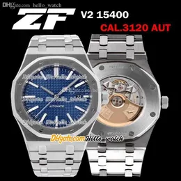 ZFF 41mm V2 15400 Ultra Thin 9 8mm Dive Cal 3120 Automatic Mens Watch Blue Texture Dial Stick Marker 316L Steel Bracelet Watches H248j