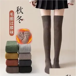 Socks Hosiery Women Knie Female Herbst Winter Japaner JK hohe Kalbstrümpfe Extra dicke flauschige Schleife warme Mode Großhandel Deli OT5D1