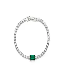Aiyanishi 925 Sterling Silver Silver Emerald Green Tennis Bangle Bracelet for Womed Wedding Fine Jewelry Gift6066561