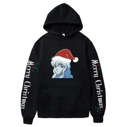 Gojo Satoru Weihnachten Print Hoodies Halloween Sweatshirts Anime Cartoon Hiphop Streetwear Dünne Fleece Sweatshirt Mantel