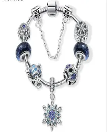 Perline di fascino adatte per gioielli Bracciali in argento 925 Ciondolo con fiocco di neve Bracciale con ciondolo con carrello di zucca cielo blu Gioielli fai da te con confezione regalo8168102