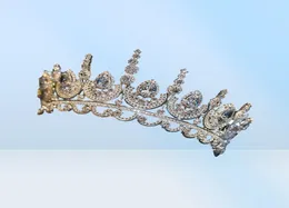 Himstory Noble Beauty Princess Tiara Cubic Zircon Wedding Bridal Crown Rhinestone Pageant Crown for Brides HeadBands8410251