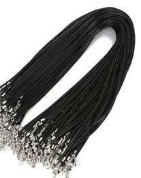 Pendant Necklaces 100pcsLot Bulk 12MM Black Wax Leather Cord String Rope Wire Extender Chain For Jewelry Making Whole 3798223