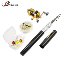 Line Lixada Fishing Rupp Reel Combo Set Mini Telescopic Pocket Pen Fishing Rod Pole + Reel + Line + Soft Lures Baits Hooks For Pesca