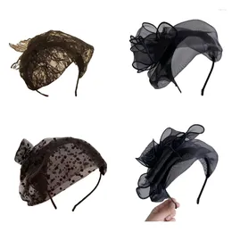 Berets White Hair Cover Hairband Half Hat Headband Elegant Headdress Women Evening Party Headwear Head Accessories 13MC