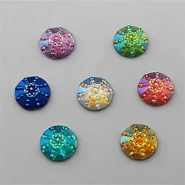 150pcs 14 mm AB Color Crystal Resina Round Rhinestones Flatback Perline di scrapbooking Stone Crabumi Accessori per gioielli ZZ13228M