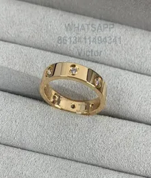 8 diamonds 18K 36mm love ring V gold material will never fade narrow ring luxury brand official reproductions With counter box co4972972