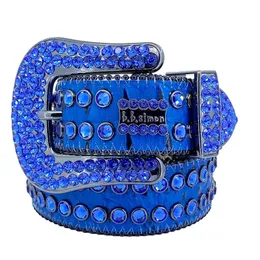 Igner BB Fashion Men's and Women's Leather Belt dekorerad med färgade diamanter 20 Färgkristall diamant3