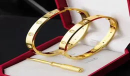 Brazaletes clásicos de titanio 316L, pulseras para amantes, brazalete, pulsera de pareja de oro rosa para el día de San Valentín con caja 7483846