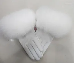 5本の指の手袋女性の本物のレザーと毛皮の女性の女性暖かい冬の本物の女性カジュアルハンドウォーマー19098412