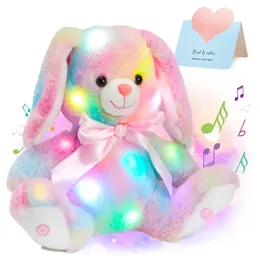 27cm musical led luz brinquedos de pelúcia bonito kawaii travesseiros luminosos animais de pelúcia boneca macia para meninas crianças decoração casa 231225